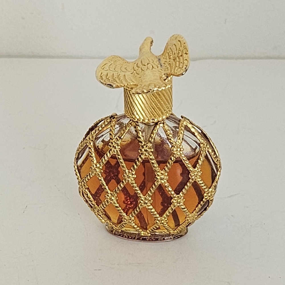 Vtg Nina Ricci L'Air du Temps perfume Bottle gold bird netted Ormolu Filigree